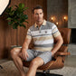 📢📢40% OFF !! ⏰Men's Striped T-Shirt & Shorts  2-Piece Set