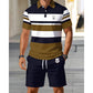 📢📢40% OFF !! ⏰Men's Striped T-Shirt & Shorts  2-Piece Set