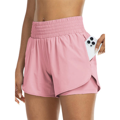 Women Athletic Yoga Shorts Doubled Layer Gym Shorts