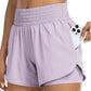 Women Athletic Yoga Shorts Doubled Layer Gym Shorts