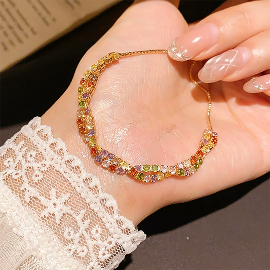 📢📢50% OFF !! ⏰Retro Crossover Twisted Multicolor Zircon Adjustable Bracelet for Women