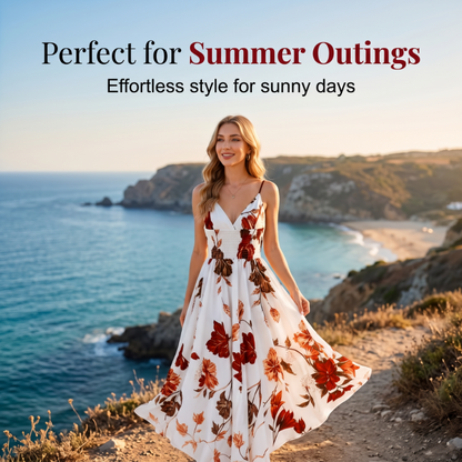 📢📢40% OFF !! ⏰Women's Printed Spaghetti Strap Maxi Dress