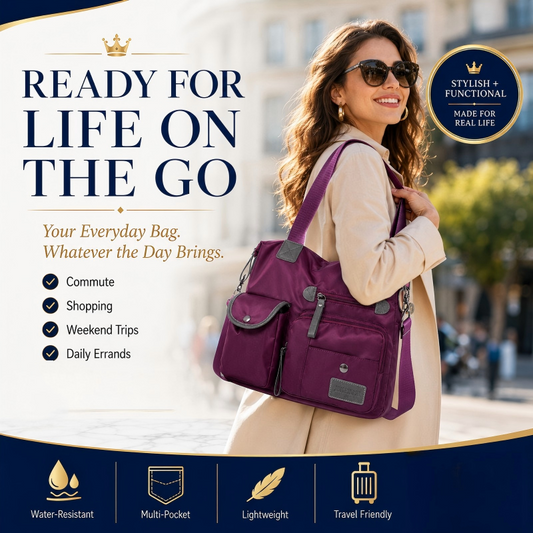 📢📢50% OFF !! ⏰ Large Waterproof Tote Bag – Spacious main compartment, multiple pockets & 3 carrying ways. Lightweight Oxford fabric – perfect for work, shopping & travel! 💪✨