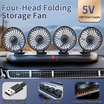 📢📢40% OFF !! ⏰4-Head Car Cooling Fan with 360 Degree Rotation