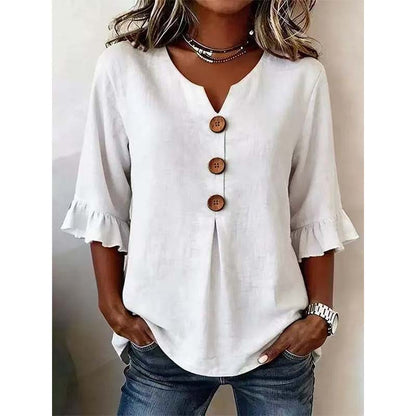 📢📢50% OFF !! ⏰Women's V-Neck Ruffle Sleeve Blouse