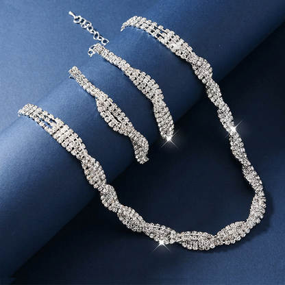 📢📢50% OFF !! ⏰Sparkling Rhinestone Claw Chain Necklace & Earrings Set for Women