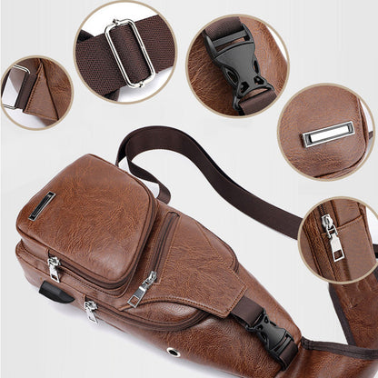 📢📢40% OFF !! ⏰Exquisite Gift - Men's Multifunctional High Quality Leather Chest Bag