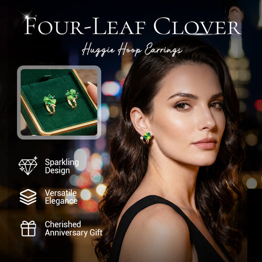 📢📢50% OFF !! ⏰Four-Leaf Clover Huggie Hoop Earrings