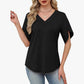 📢📢40% OFF !! ⏰Loose Fit Solid Color V Neck Flutter Sleeve Blouse