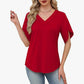 📢📢40% OFF !! ⏰Loose Fit Solid Color V Neck Flutter Sleeve Blouse