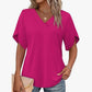 📢📢40% OFF !! ⏰Loose Fit Solid Color V Neck Flutter Sleeve Blouse