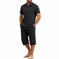 📢📢40% OFF !! ⏰Men Summer Shirt and Crop Pants Set Casual Beach Outfit