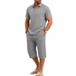 📢📢40% OFF !! ⏰Men Summer Shirt and Crop Pants Set Casual Beach Outfit