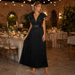 📢📢40% OFF !! ⏰Women Elegant V Neck Pleated Long Dress