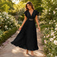 📢📢40% OFF !! ⏰Women Elegant V Neck Pleated Long Dress