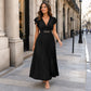 📢📢40% OFF !! ⏰Women Elegant V Neck Pleated Long Dress