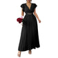📢📢40% OFF !! ⏰Women Elegant V Neck Pleated Long Dress