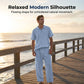 📢📢40% OFF !! ⏰Men's Casual Linen Blend Shirt and Pants Set Loose Fit Beach Wear