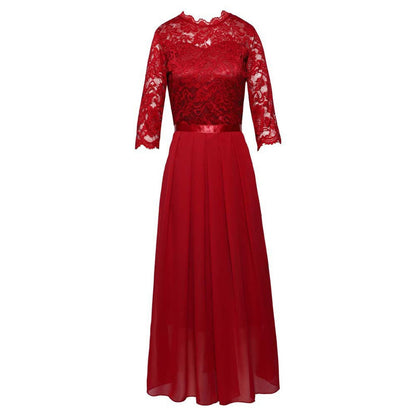 Women's Elegant Lace Bodice Maxi Dress