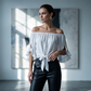 📢📢40% OFF !! ⏰Women Casual Off Shoulder Sweet Bow Tie Front Summer Blouse