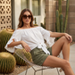 📢📢40% OFF !! ⏰Women Casual Off Shoulder Sweet Bow Tie Front Summer Blouse