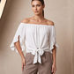 📢📢40% OFF !! ⏰Women Casual Off Shoulder Sweet Bow Tie Front Summer Blouse