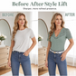 Women's Slim-Fit V-Neck Lace Short-Sleeve Top