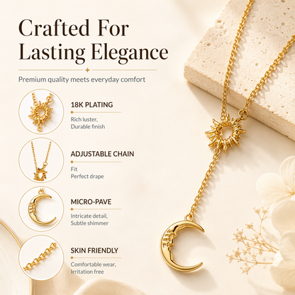 📢📢50% OFF !! ⏰Elegant Sun and Moon Pendant Necklace