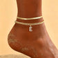 📢📢50% OFF !! ⏰Dainty Layered Gold Initial Anklets for Women