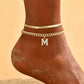 📢📢50% OFF !! ⏰Dainty Layered Gold Initial Anklets for Women