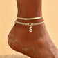 📢📢50% OFF !! ⏰Dainty Layered Gold Initial Anklets for Women