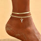 📢📢50% OFF !! ⏰Dainty Layered Gold Initial Anklets for Women