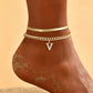 📢📢50% OFF !! ⏰Dainty Layered Gold Initial Anklets for Women