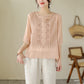 📢📢50% OFF !! ⏰Women's Thin Embroidery Breathable Cotton Linen Short Sleeve Crew Neck Shirt