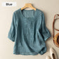 📢📢50% OFF !! ⏰Women's Thin Embroidery Breathable Cotton Linen Short Sleeve Crew Neck Shirt