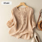 📢📢50% OFF !! ⏰Women's Thin Embroidery Breathable Cotton Linen Short Sleeve Crew Neck Shirt