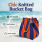 Striped Knit Bucket Handbag
