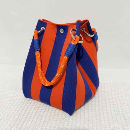Striped Knit Bucket Handbag