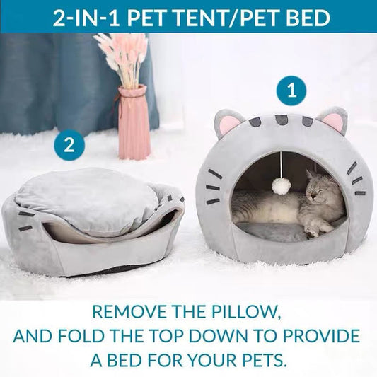📢📢50% OFF !! ⏰2-In-1 Pet Tent & Pet Bed