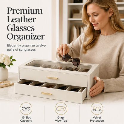 📢📢40% OFF !! ⏰2-Tier Sunglasses Organizer Box with Transparent Glass Top Display