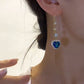 📢📢50% OFF !! ⏰Ideal Gift - Exquisite Blue Heart Synthetic Gemstone Threader Earrings