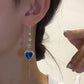 📢📢50% OFF !! ⏰Ideal Gift - Exquisite Blue Heart Synthetic Gemstone Threader Earrings