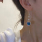 📢📢50% OFF !! ⏰Ideal Gift - Exquisite Blue Heart Synthetic Gemstone Threader Earrings