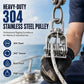 📢📢50% OFF !! ⏰304 Stainless Steel Swivel Pulley Block Heavy Duty Wire Rope Lifting Wheel