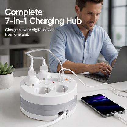 📢📢50% OFF !! ⏰Multi Outlet Round Power Strip with Cable Storage