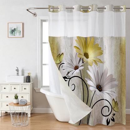 📢📢50% OFF !! ⏰Elegant Printed Double Layer Grommet Shower Curtain
