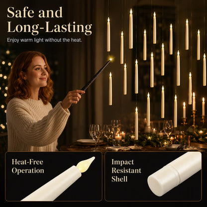 📢📢50% OFF !! ⏰Magical Wand Remote Floating LED Taper Candles Set