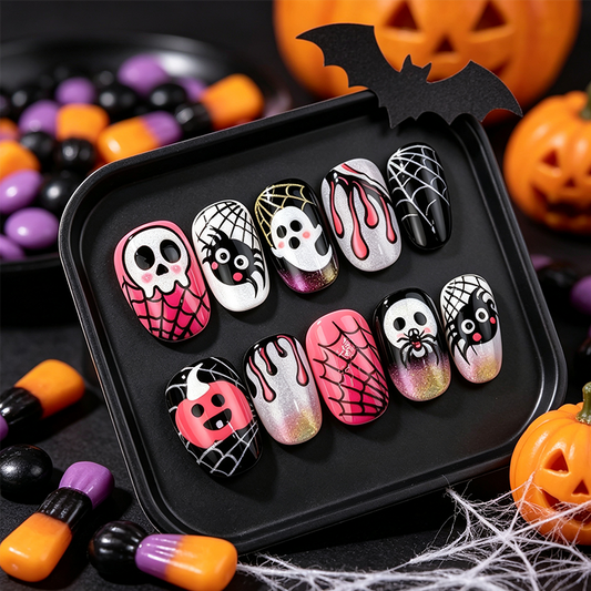 📢📢50% OFF !! ⏰30Pcs Halloween Press-On Nail Set