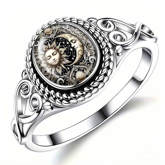 📢📢50% OFF !! ⏰Retro Sun and Moon Totem Ring