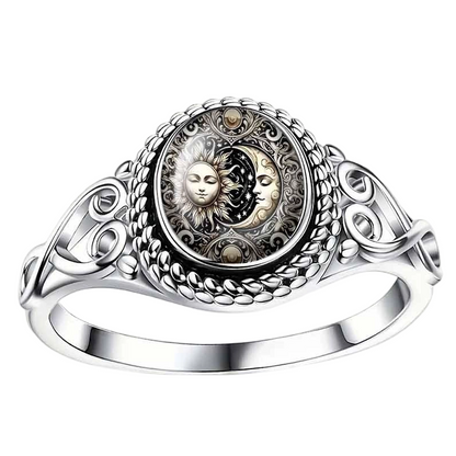 📢📢50% OFF !! ⏰Retro Sun and Moon Totem Ring